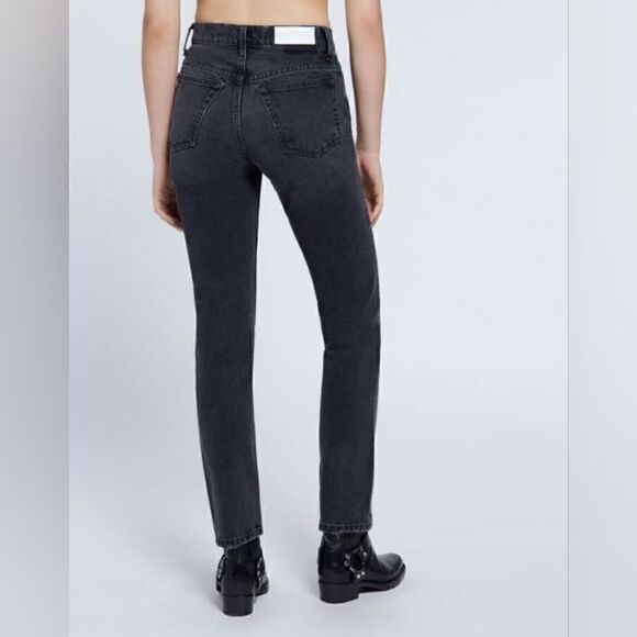 Re/Done 70's High Rise Straight Leg Distressed Denim Jeans In Black Size 27 NWT - Picture 4 of 16